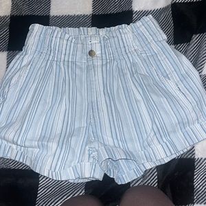 Striped jean shorts